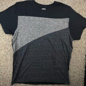 Denim Ribets Shirt Mens Short Sleeve Black Gray Large Modern Adult